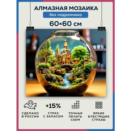фото Алмазная мозаика 60x60 город фантастика без подрамника diamond canvas