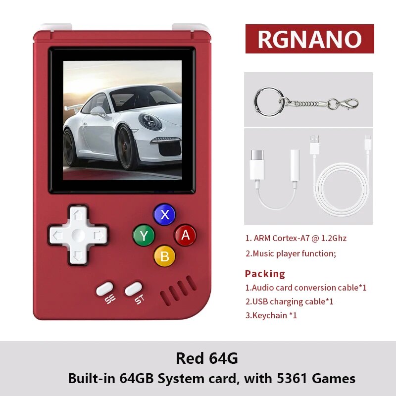 Anbernic RG Nano Mini Retro Портативная игровая консоль, Red 64GB, Only Game Consoles