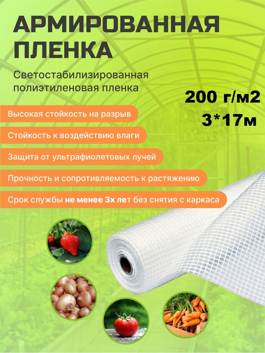 Пленка армированная 200 г м2 3х17 м — фото 1