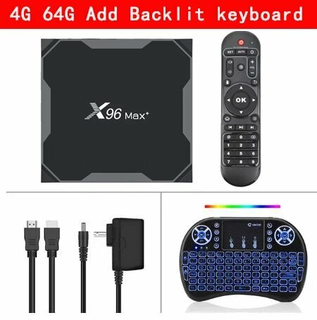 Телеприставка X96 MAX Plus Smart TV BOX 4G 64G Amlogice S905X3 Android 9 4K 8K 2.4G и 5G Dual Wifi HD BT Google Voice Media Player Set Top Box, 4G 64G Add keyboard, Европейская