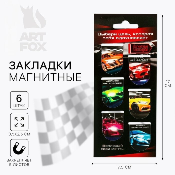 Закладки магнитные на подложке "Выбери цель", 6 шт