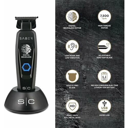Триммер для окантовки и бороды Stylecraft Saber style craft SC black 27400₽