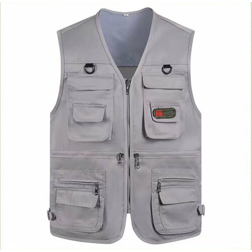 Жилет с карманами для рыбалки, охоты, рабочий, серый, 3XL