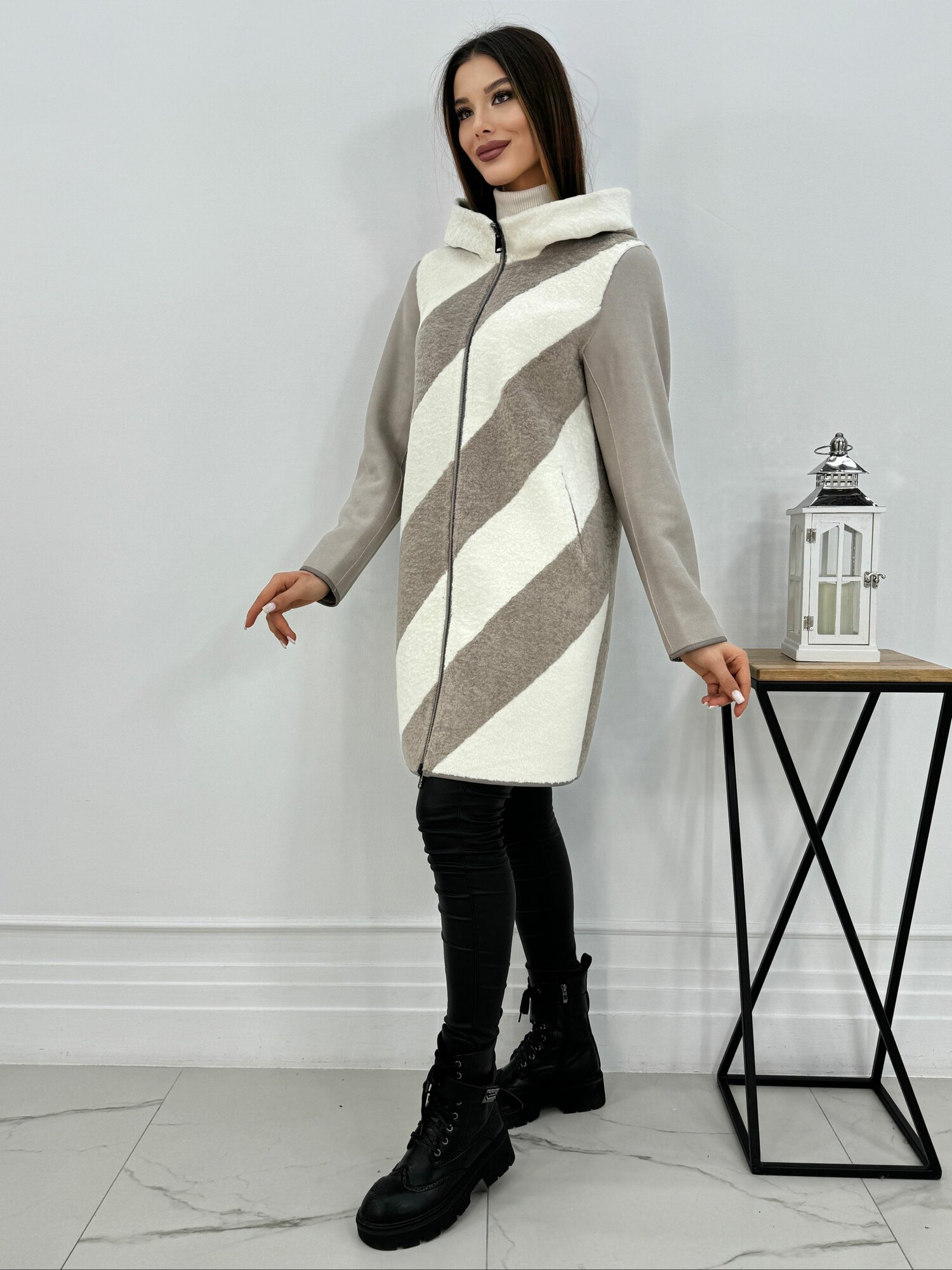 Дублёнка двухсторонняя Klasika Moda жен. Модель А607 Е10 цвет Кофейный р. 54 — фото 1