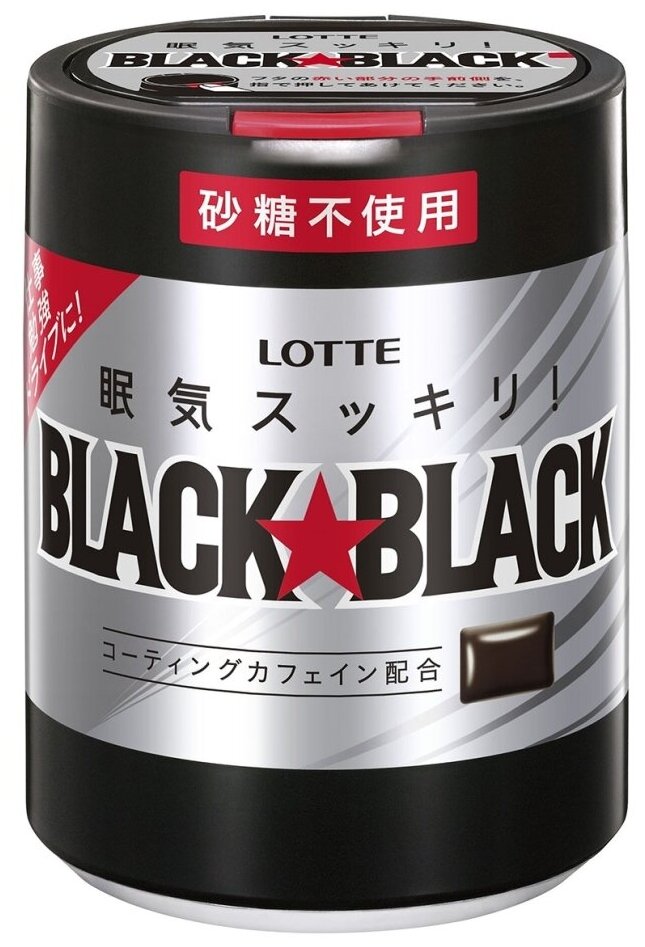 LOTTE Жевательная резинка с кофеином в банке Black Black Gum Drop, 140 г - фотография № 2