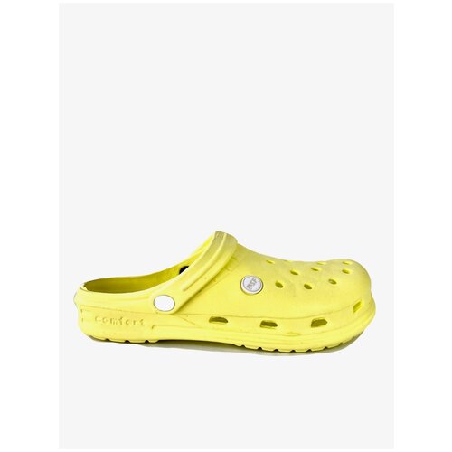 фото Желтые женские сабо из эва, летние кроксы, пляжная обувь сrocs, сандали и шлепанцы на лето step forward
