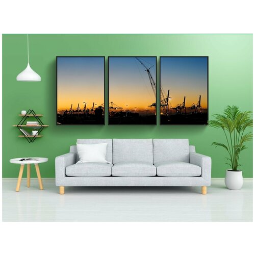 фото Набор модулных постеров для интерьера "промышленность, краны, гавань" 60x90 см. в тубусе, без рамки lotsprints