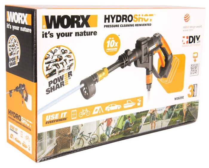 Мойка высокого давления WORX WG629E.11 20V 22бар аккумуляторная с 2Ач батареей, 2А зарядкой и сумкой - фотография № 7