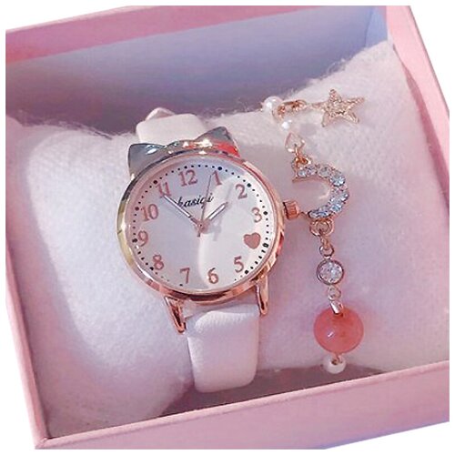 Наручные женские часы и браслет Kasiqi (белый)