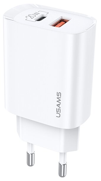 Зарядное устройство сетевое USAMS CC 121 QC3.0+USB-C / PD White