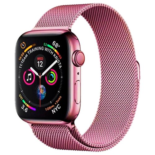 Ремешок миланcкий из нержавеющей стали Milanese Loop для Apple Watch 42/44/45/49 мм, на магните, ярко-розовый (16) ремешок для наручных часов металлический магнитный пиксельный браслет для google pixel браслет из нержавеющей стали для смарт часов аксессуар