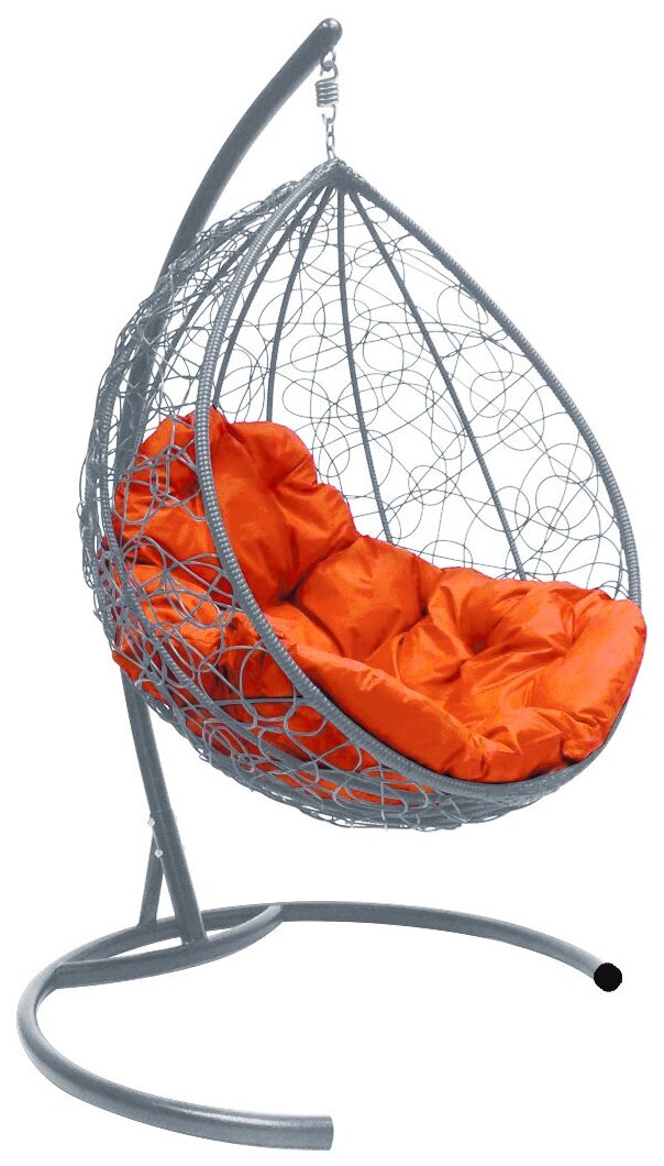 Подвесное кресло m-group капля ротанг серое, оранжевая подушка - фотография № 18