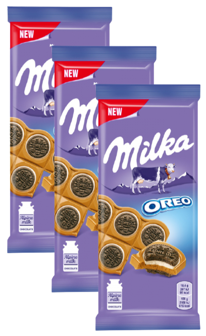 Шоколад Milka & OREO Sandwich с цельным печеньем (Германия), 92 г (3 шт)