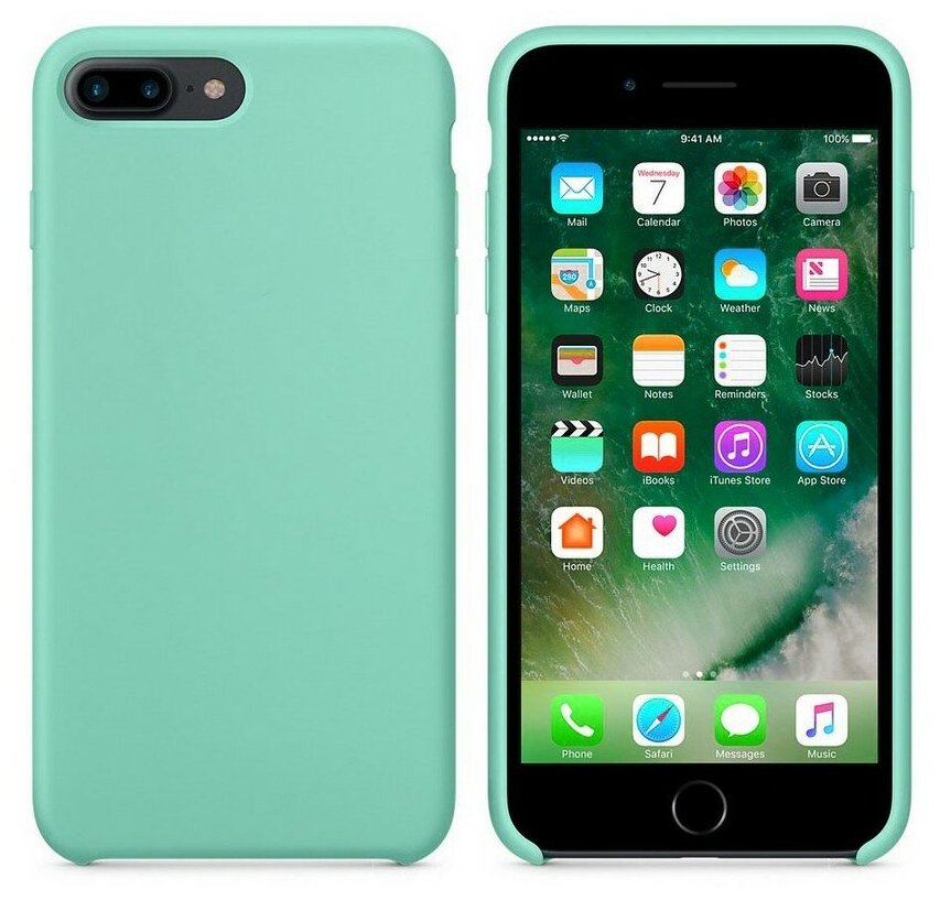 Силиконовая накладка без логотипа (Silicone Case) для Apple iPhone 7+/ iPhone 8+ мятный