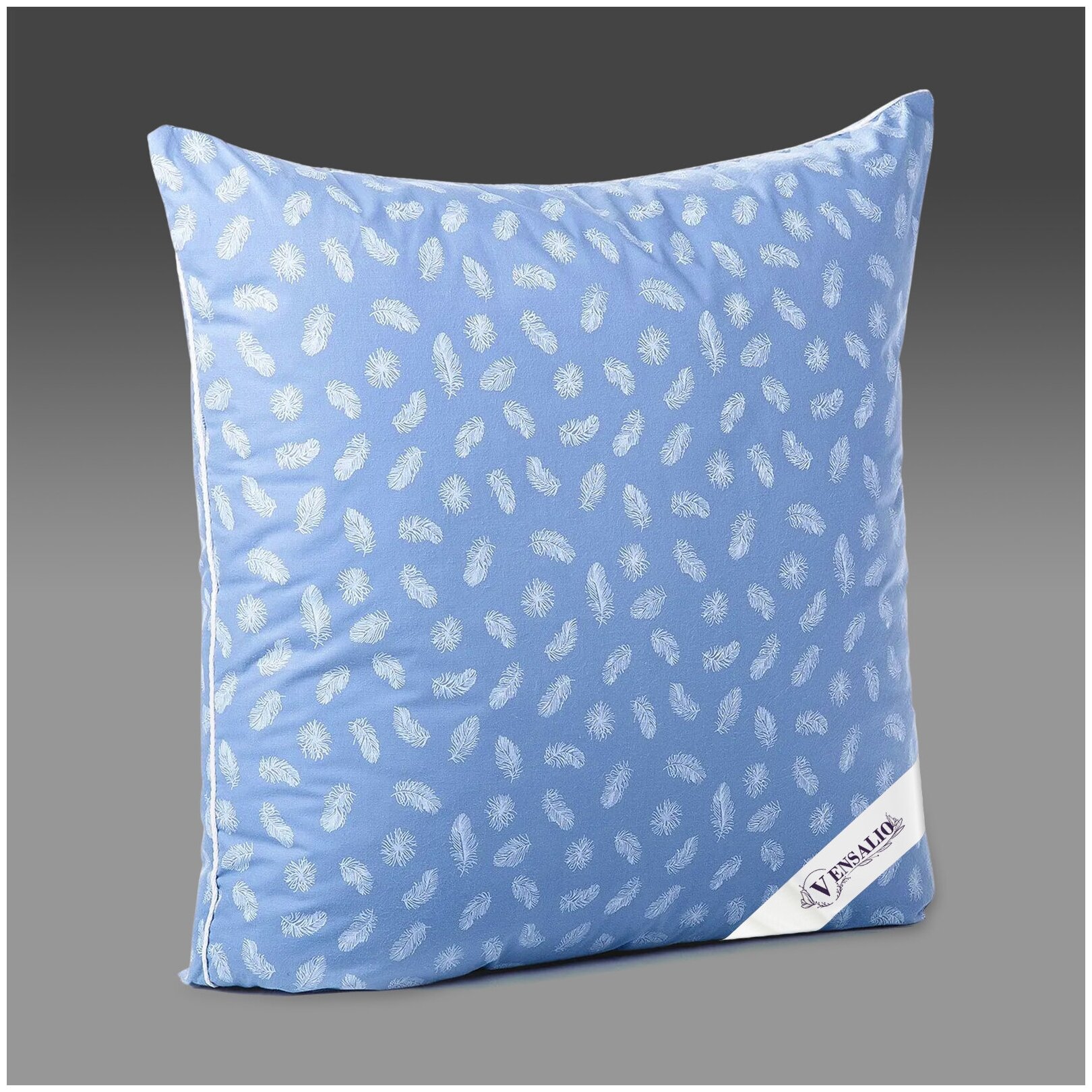 Подушка для сна Vensalio Classic "Лебяжий пух", перо на голубом, 70х70