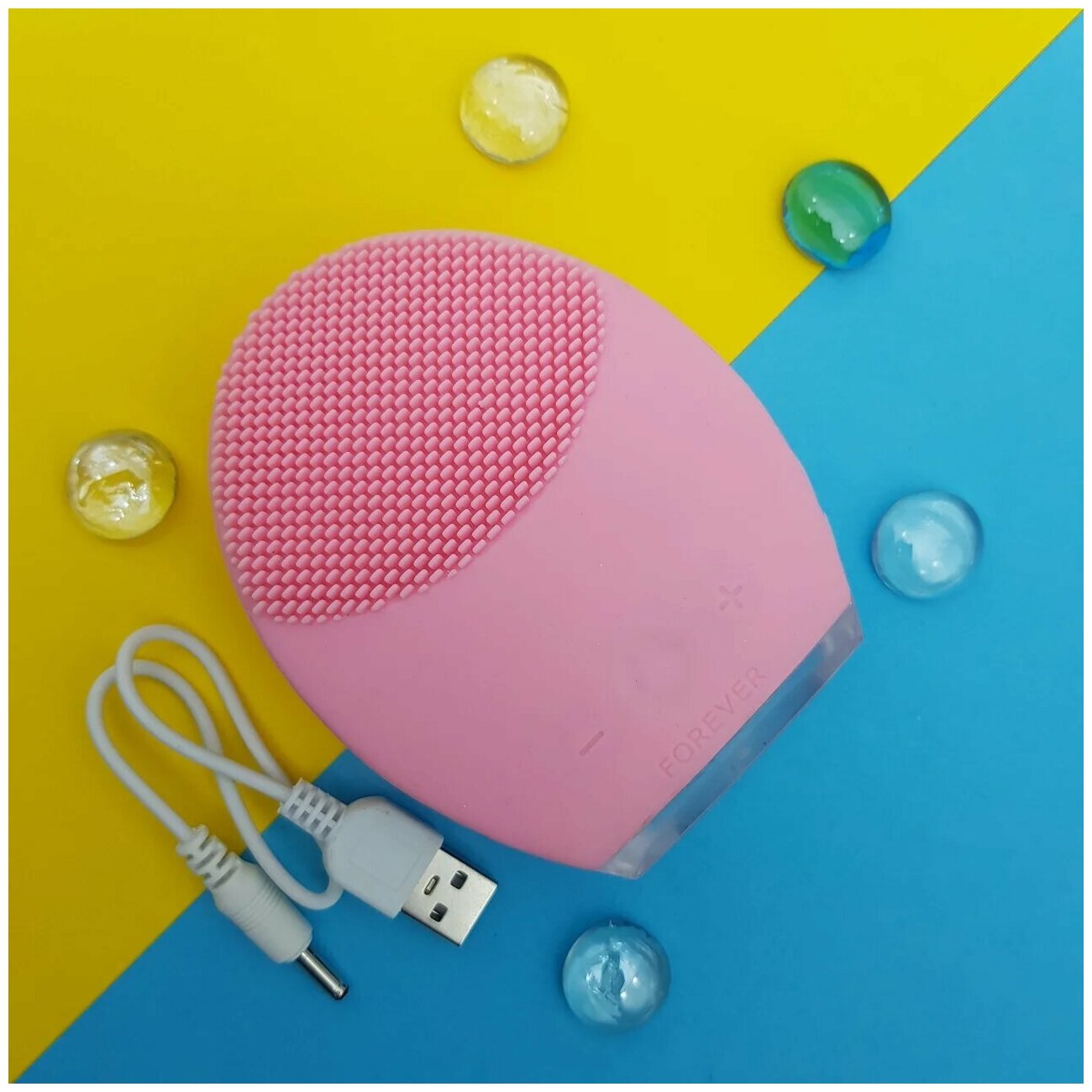 Электрическая щётка Forever Cleanse Face для чистики и массажа лица розовая