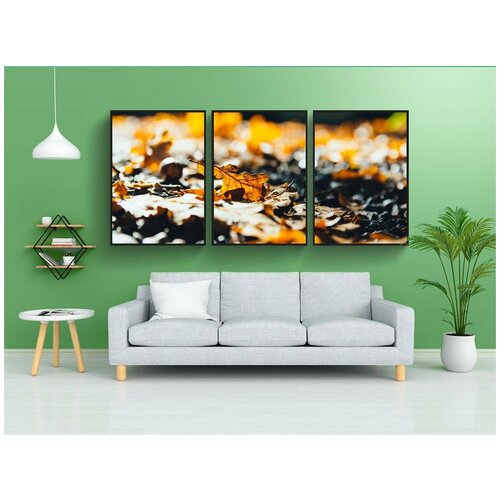 фото Набор модулных постеров для интерьера "дубовые листья, осень, листья" 60x90 см. в тубусе, без рамки lotsprints