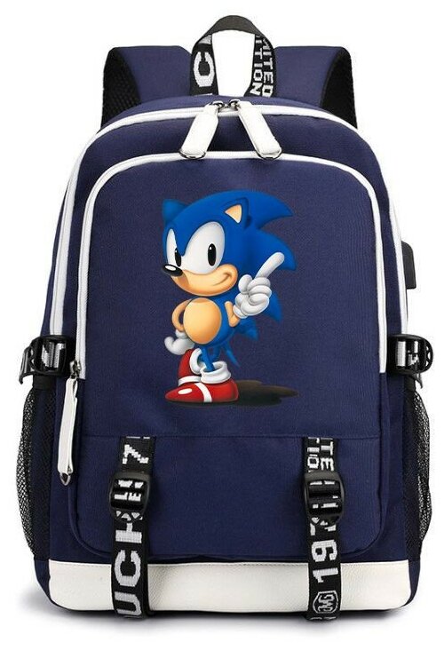 Рюкзак Соник (Sonic) синий с USB-портом №3