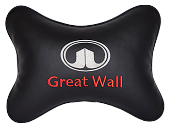 Подушка на подголовник экокожа Black с логотипом автомобиля GREAT WALL