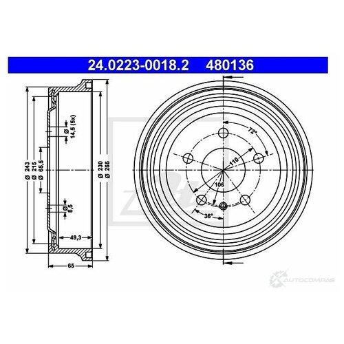 24022300182 ATE Барабан тормозной