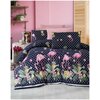 Комплект 2-х спального постельного белья ткань Ранфорс,100% хлопок,принт Фламинго цвет темно-синий - изображение