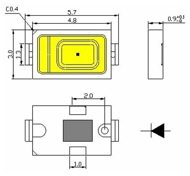 SMD 5730 LED Светодиод белый 3V (1 штука) - фотография № 2