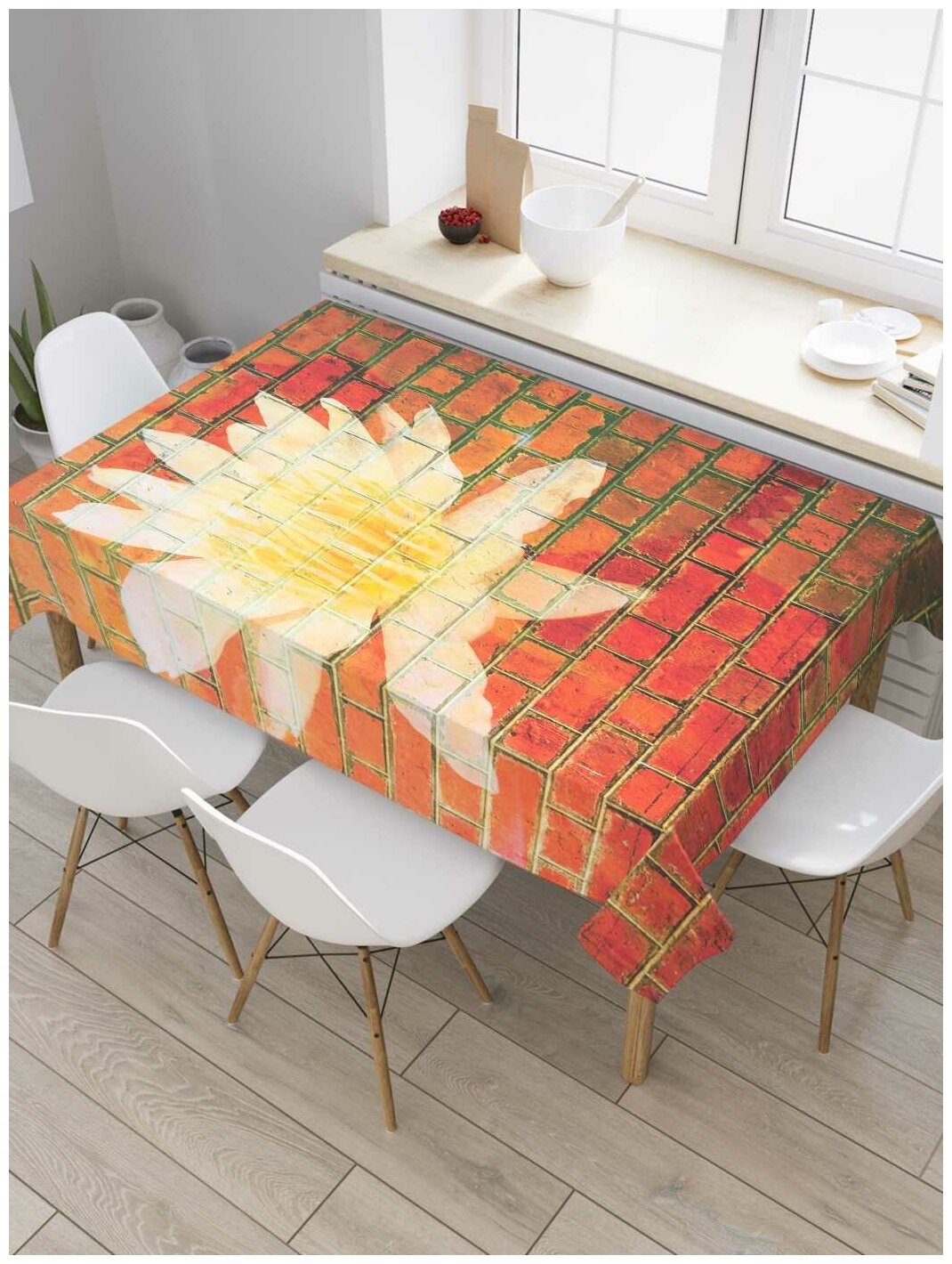 Скатерть прямоугольная JoyArty на кухонный стол "Настенный цветок" из оксфорда, 120x145 см
