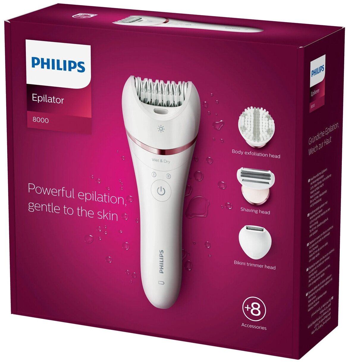 Эпилятор Philips BRE721/00 скор.:2 насад.:4 от аккум. белый/розовый - фотография № 12