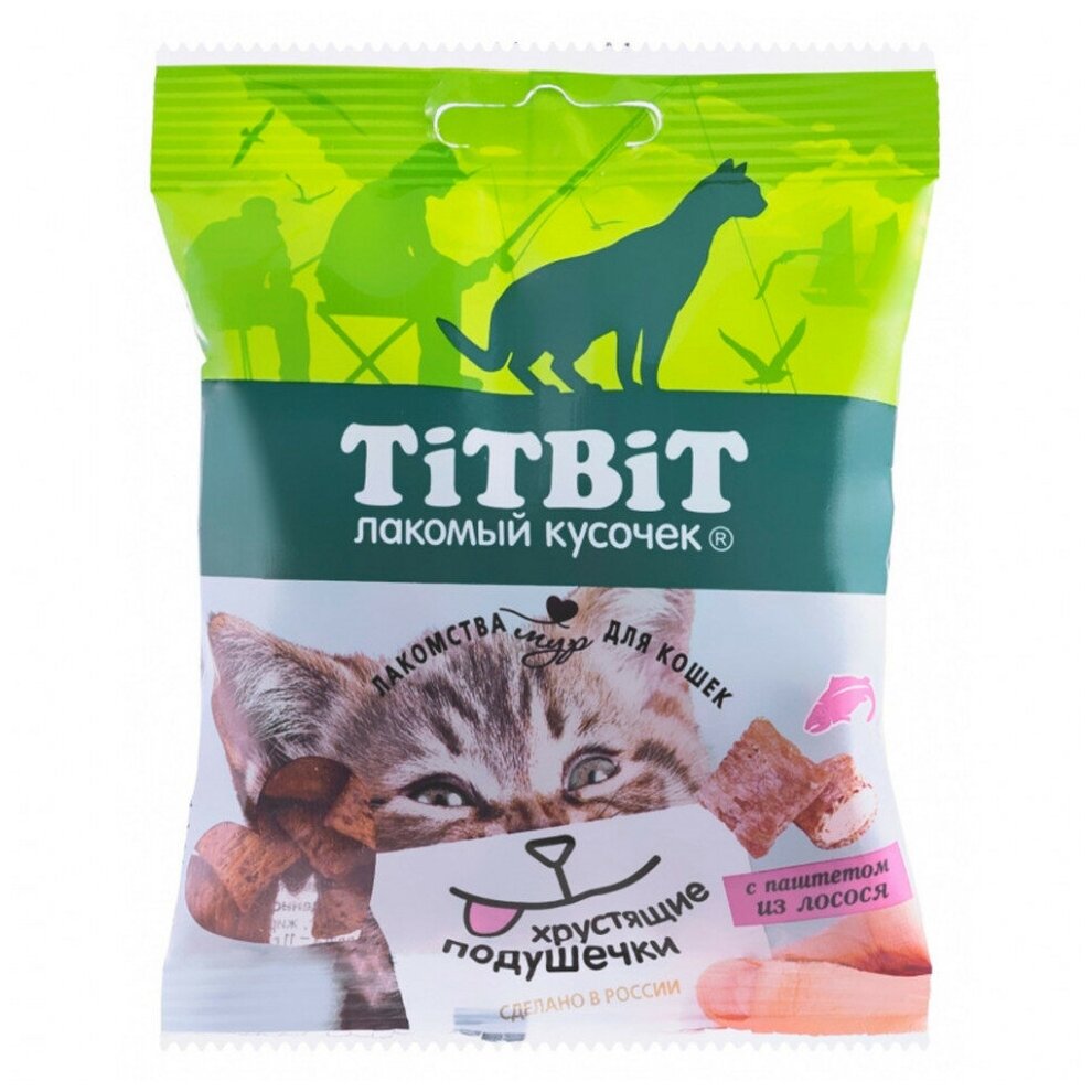 Хрустящие подушечки TitBit для кошек, с паштетом из лосося, 30 г