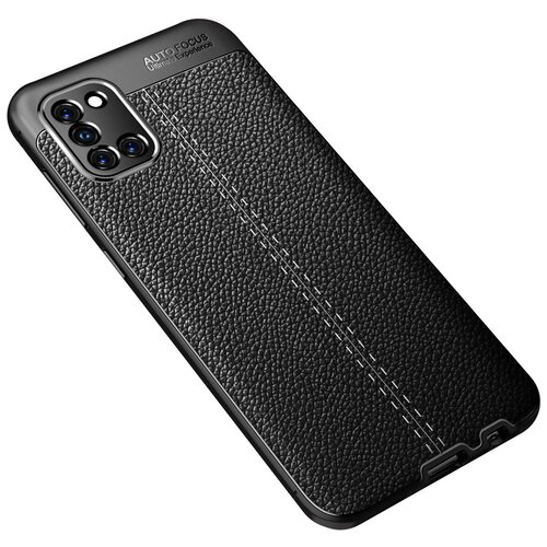 фото Чехол mypads для samsung galaxy a21s sm-a217f (2020) из качественного износостойкого силикона с декоративным дизайном под кожу с тиснением черный
