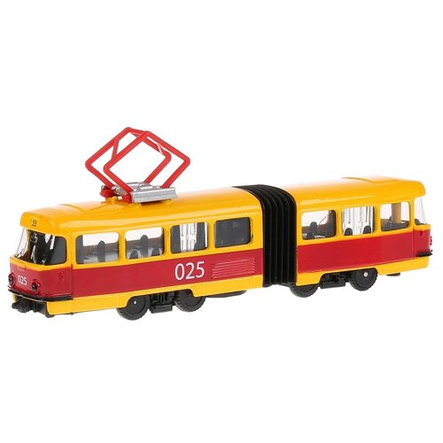 Трамвай ТЕХНОПАРК SB-18-01WB(IC), 19 см, желтый/красный трамвай технопарк 24 см желтый красный