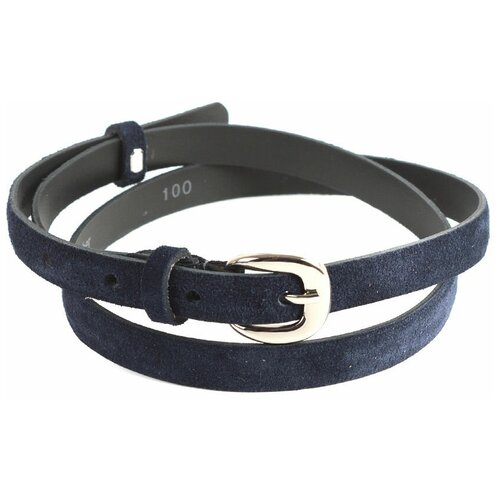 фото Ремень/ремень женский/натуральная замша/meyninger/рн-2825/синий/120/цельнокроеный/с пряжкой/подарочная коробка