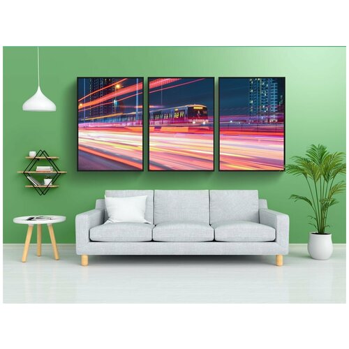 фото Набор модулных постеров для интерьера "небесный поезд, скорость, свет" 60x90 см. в тубусе, без рамки lotsprints