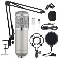 Микрофон студийный конденсаторный BM 800 с подставкой Серебристый