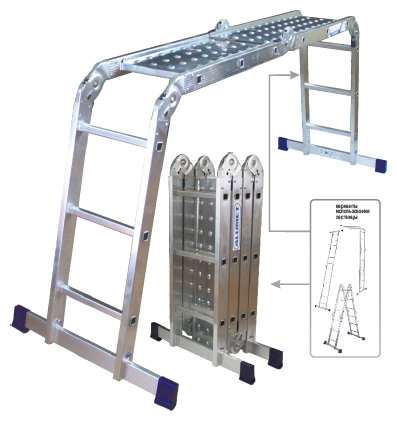 Лестница трансформер Алюмет 4x3 с платформой (арт. TL 4033 SP)