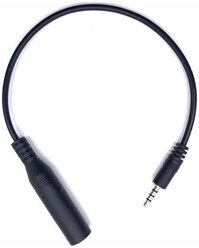 Аудио кабель переходник адаптер GSMIN Maple4 Mini Jack 3.5 мм 4 pin (M) - Jack 6.35 мм (F) джек 30 см (Черный)