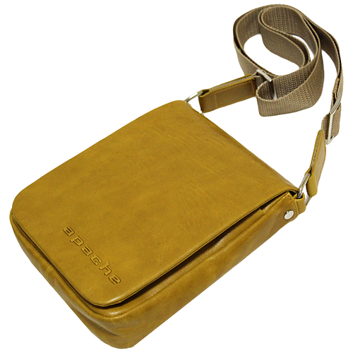 Сумка планшет Apache, фактура тиснение, коричневый, желтый мужская сумка планшет кожаная табачно желтая см 7013 apache