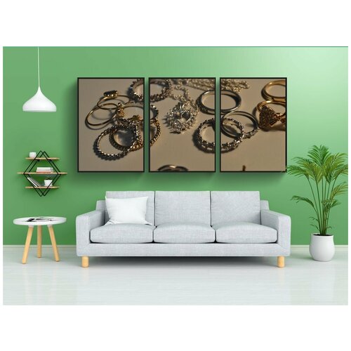 фото Набор модулных постеров для интерьера "кольца, ожерелье, сердце" 60x90 см. в тубусе, без рамки lotsprints