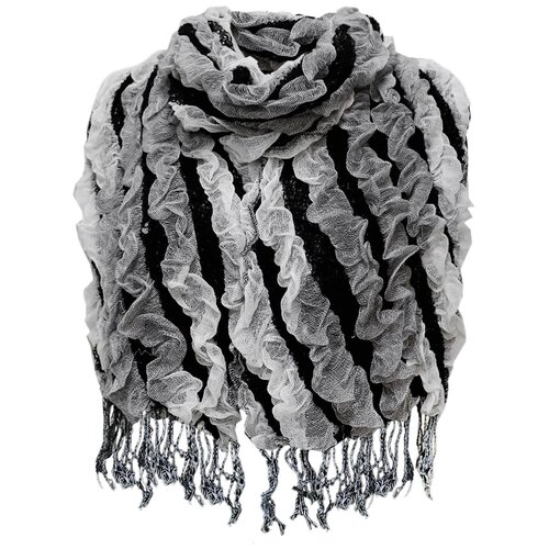 Шарф Crystel Eden,160х30 см, серый, черный шарф crystel eden 160х30 см бежевый