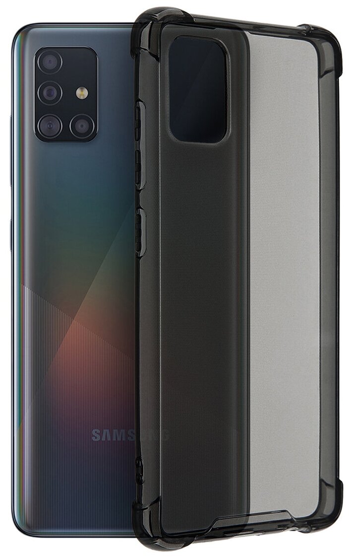 Чехол для смартфона Samsung Galaxy A51 силиконовый противоударный с защитой камеры бампер с усиленными углами для телефона Самсунг Галакси А51 прозрачный серый