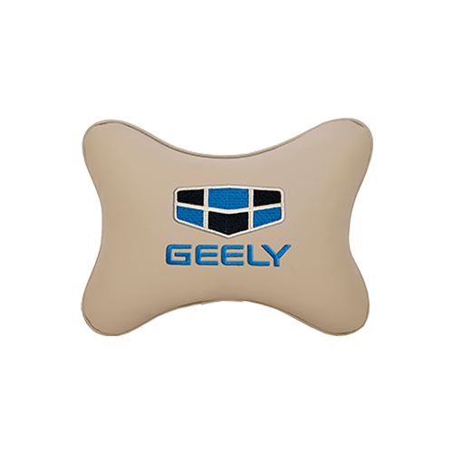 фото Подушка на подголовник экокожа beige с логотипом автомобиля geely vital technologies