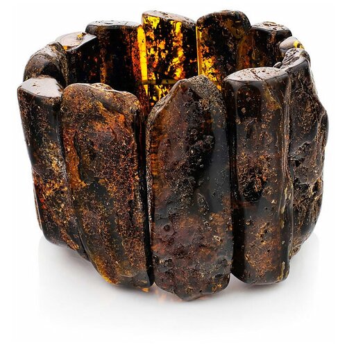 фото Amberholl широкий браслет из натурального текстурного янтаря с природной корочкой «помпеи»
