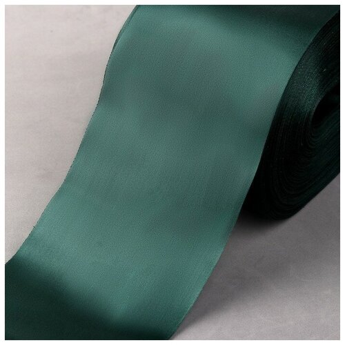 Лента атласная, 100 мм × 100 ± 5 м, цвет тёмно-зелёный