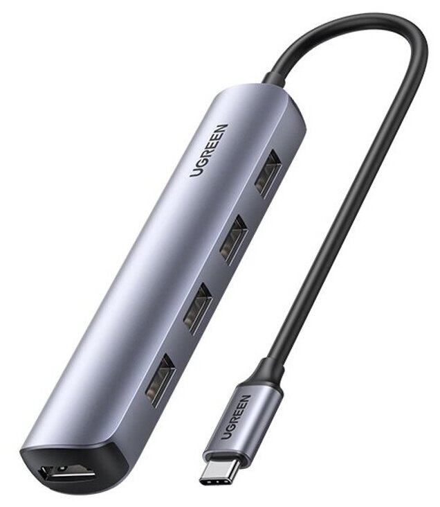 Адаптер Ugreen CM417 USB-C 5 в 1 HDMI, 4x USB 3.0