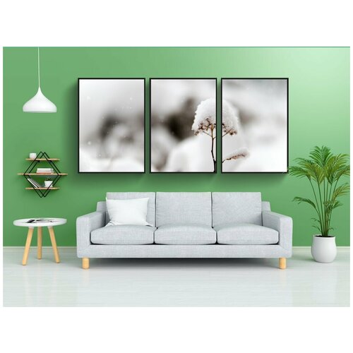 фото Набор модулных постеров для интерьера "снег, зима, холодный" 60x90 см. в тубусе, без рамки lotsprints