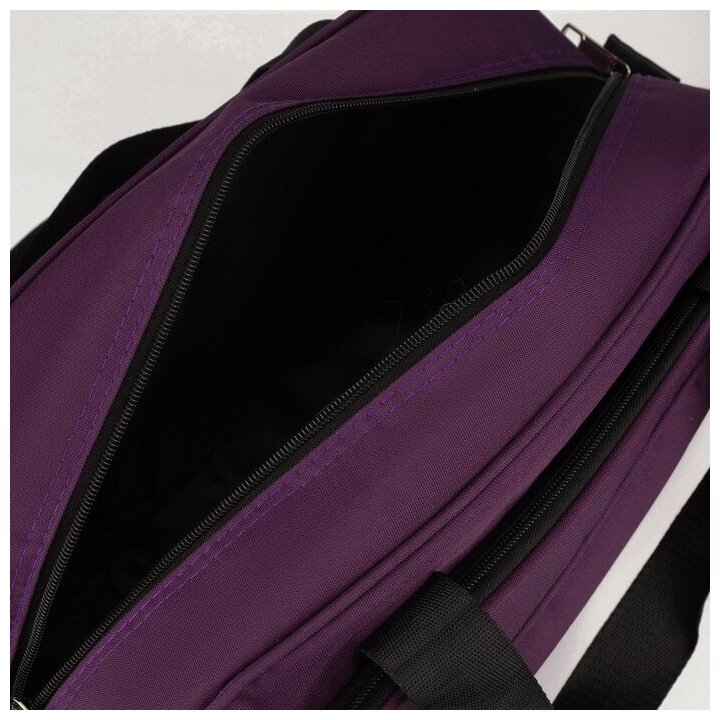 Сумка дорожная на молнии, 2 наружных кармана, держатель для чемодана, длинный ремень, цвет фиолетовый - фотография № 4
