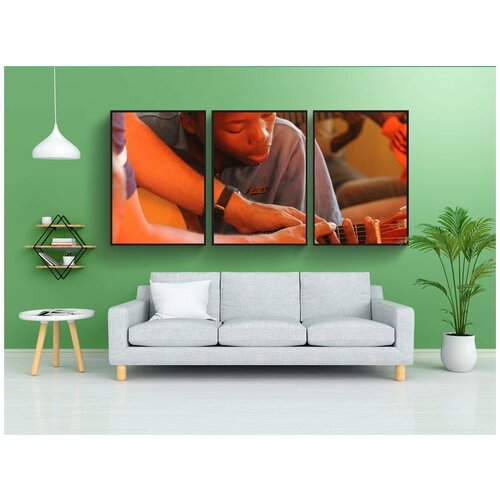 фото Модульный постер "музыкальные классы, гитара, инструмент" 180x90 см. из 3х частей в тубусе, без рамки lotsprints