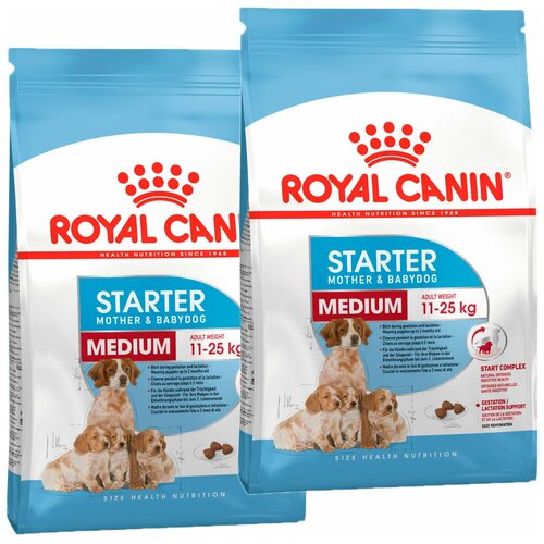 ROYAL CANIN MEDIUM STARTER для щенков средних пород до 2 месяцев, беременных и кормящих сук (4 + 4 кг) royal canin сухой корм для крупных пород щенков до 2 х месяцев беременных и кормящих сук royal canin giant starter 4 кг