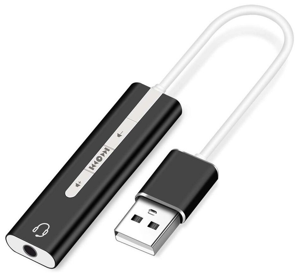 ORIENT AU-04PLB Адаптер USB to Audio (звуковая карта) jack 3.5 mm (4-pole) для подключения телефонной гарнитуры к порту USB кнопки: громкость +/-