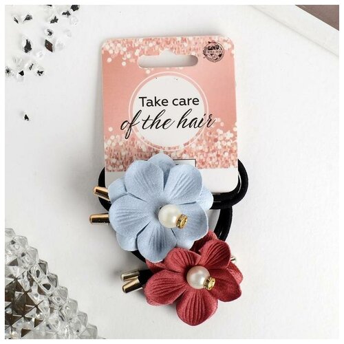 фото Queen fair резинка для волос "флавия" (набор 2 шт) цветочки, микс